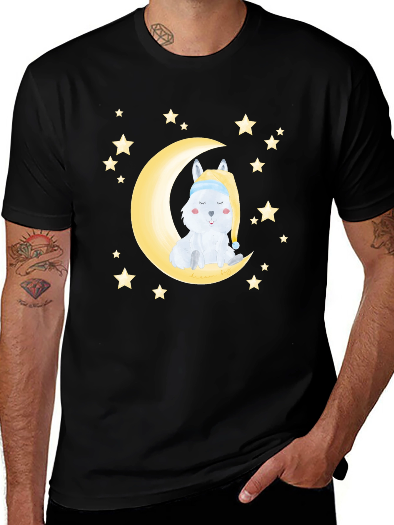 Cute Moon & Stars Sleeping Animal Graphic Tee