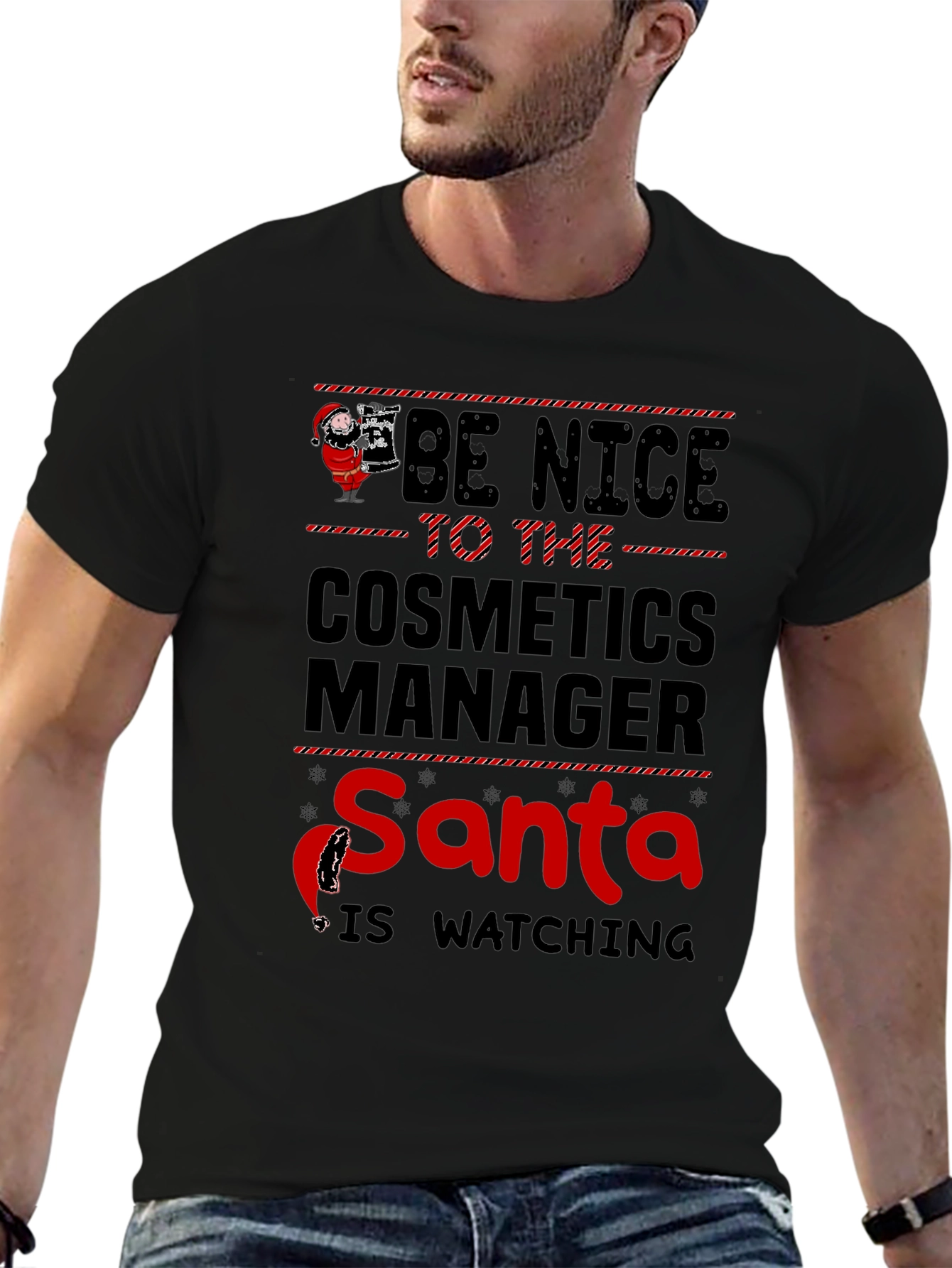 Cosmetics Manager Santa Watching T-Shirt