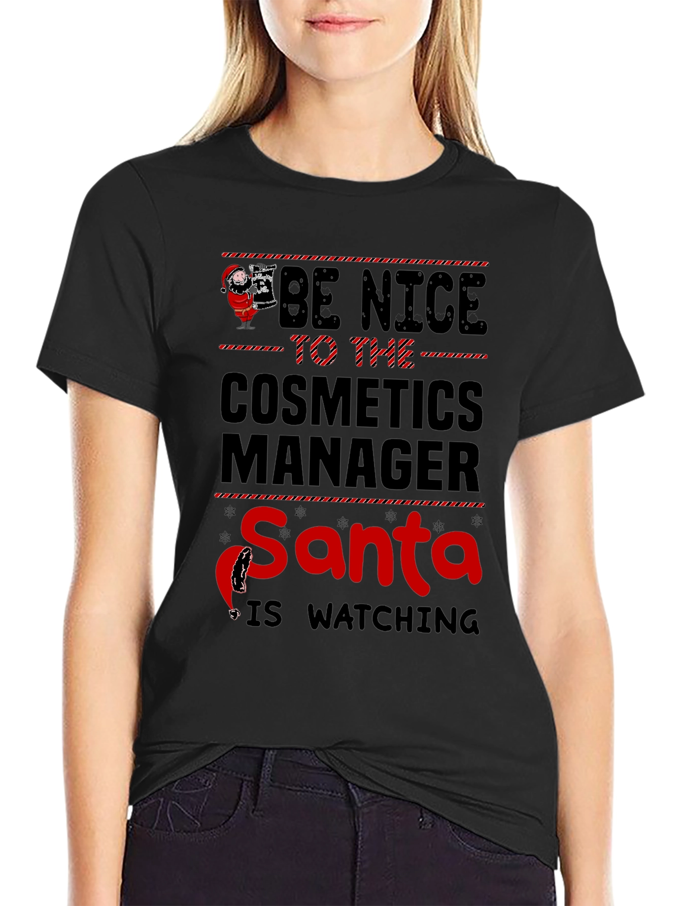 Cosmetics Manager Santa Watching T-Shirt