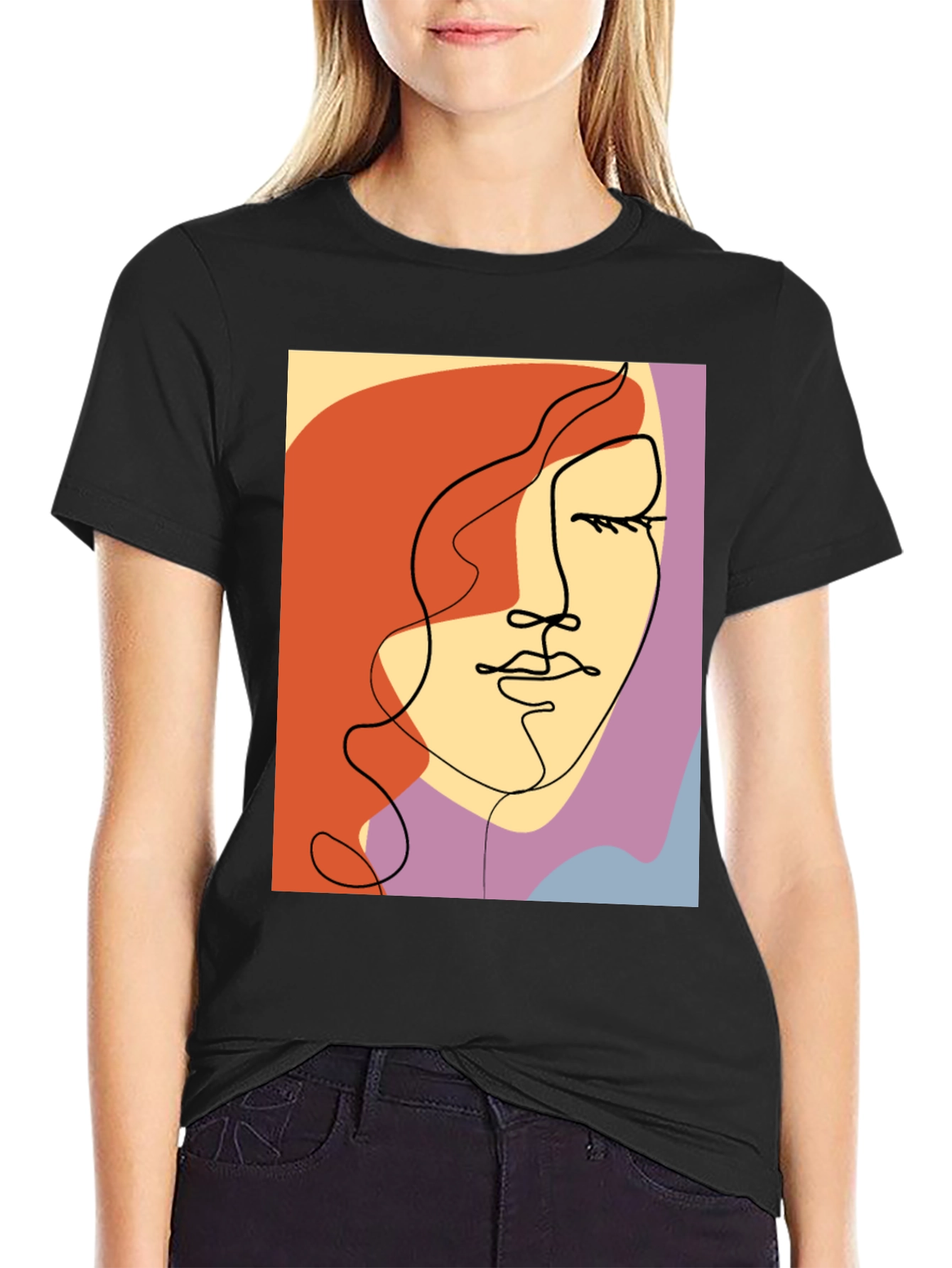 Abstract Face Graphic Tee - Modern Art Shirt