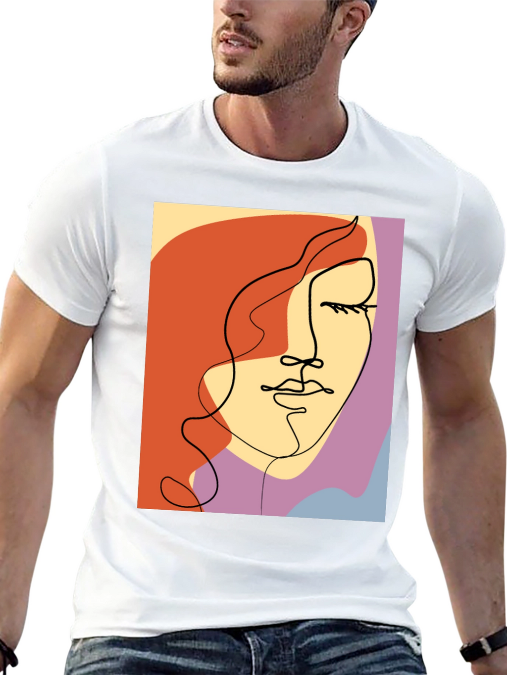 Abstract Face Graphic Tee - Modern Art Shirt