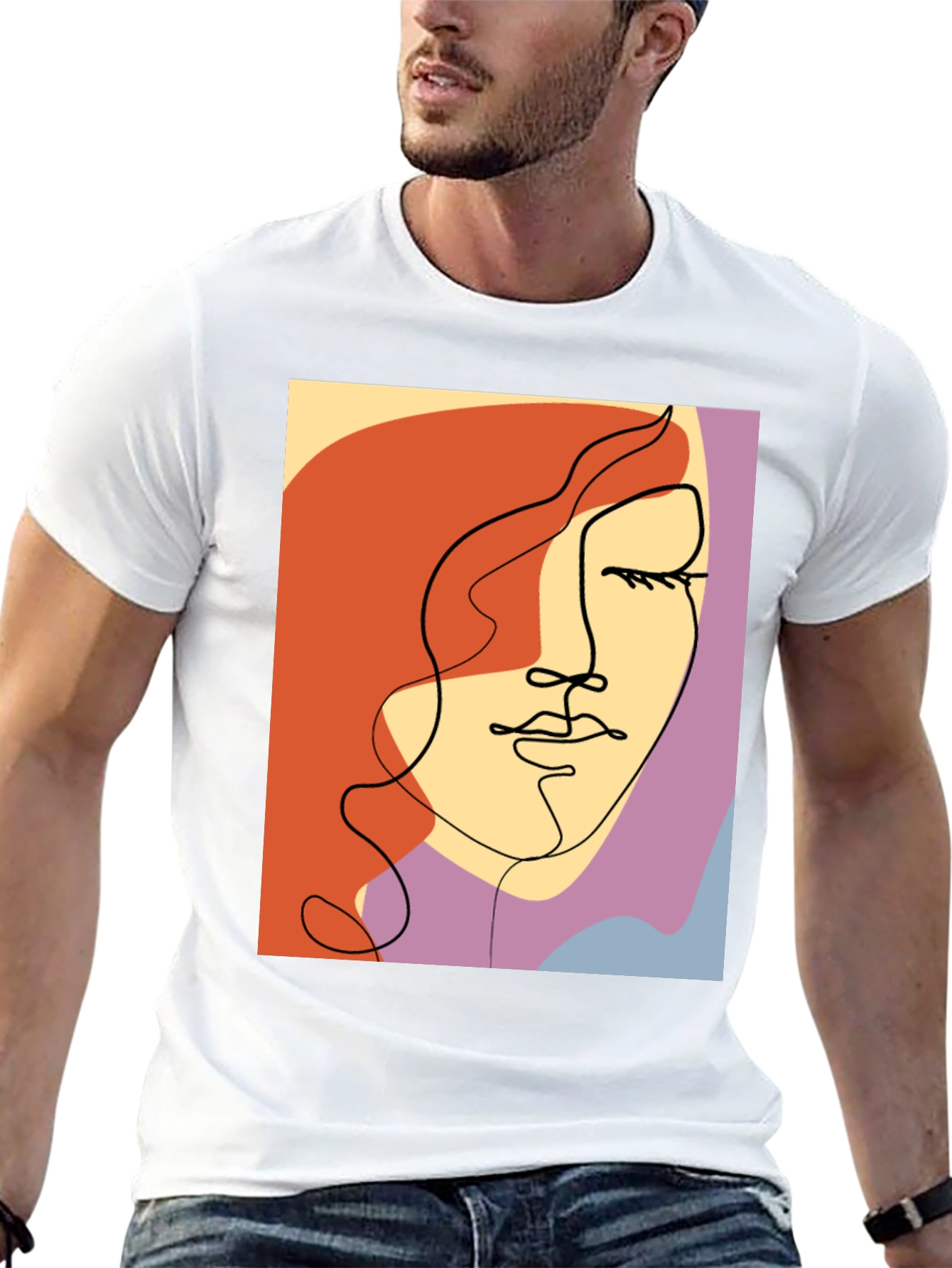 Abstract Face Graphic Tee - Modern Art Shirt