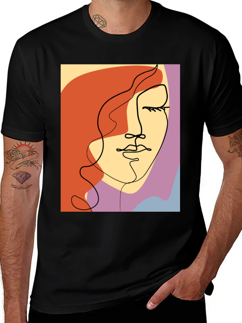 Abstract Face Graphic Tee - Modern Art Shirt