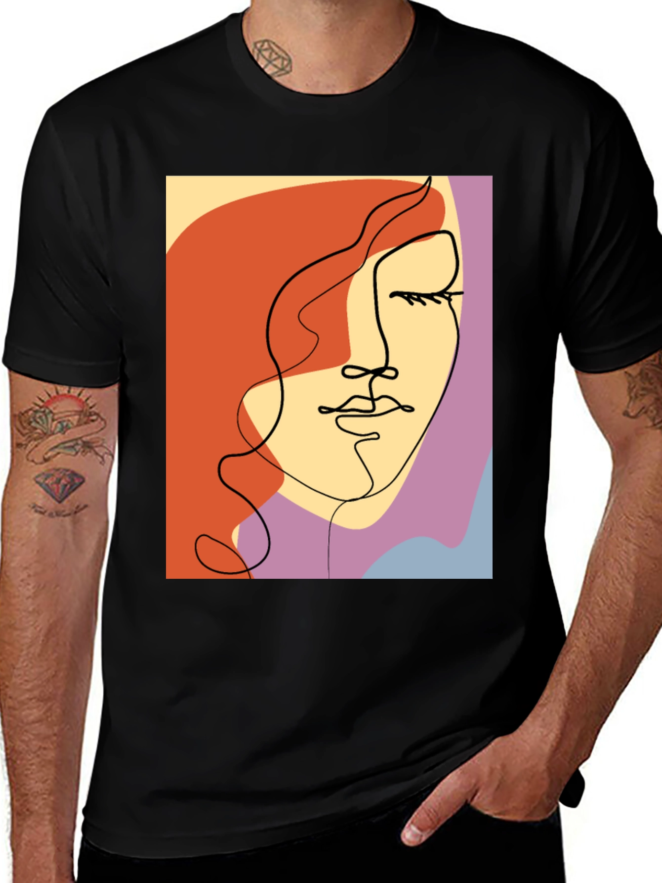 Abstract Face Graphic Tee - Modern Art Shirt