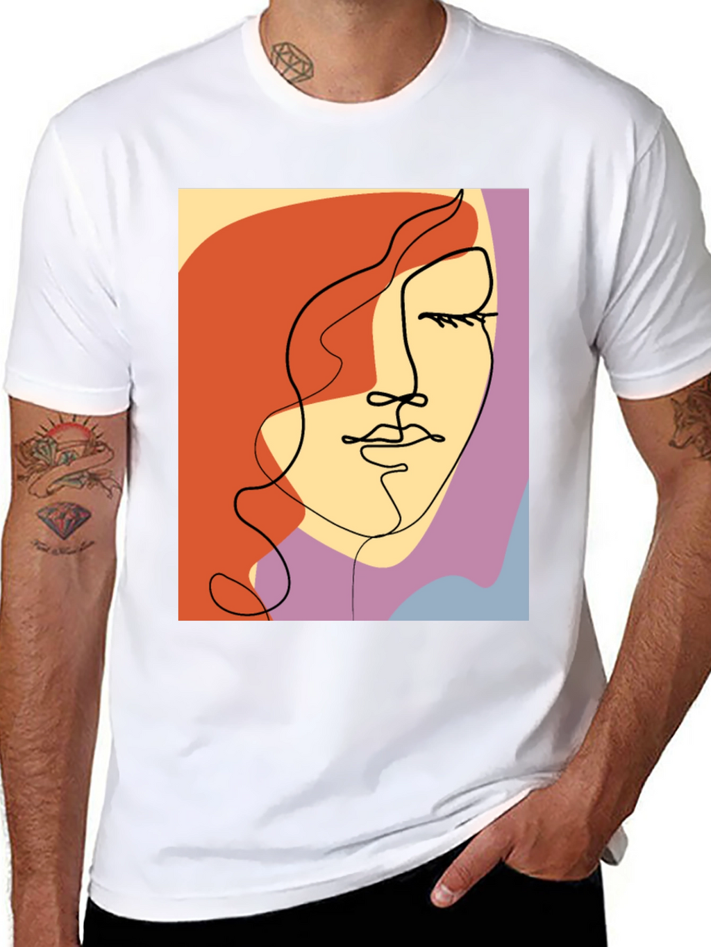 Abstract Face Graphic Tee - Modern Art Shirt