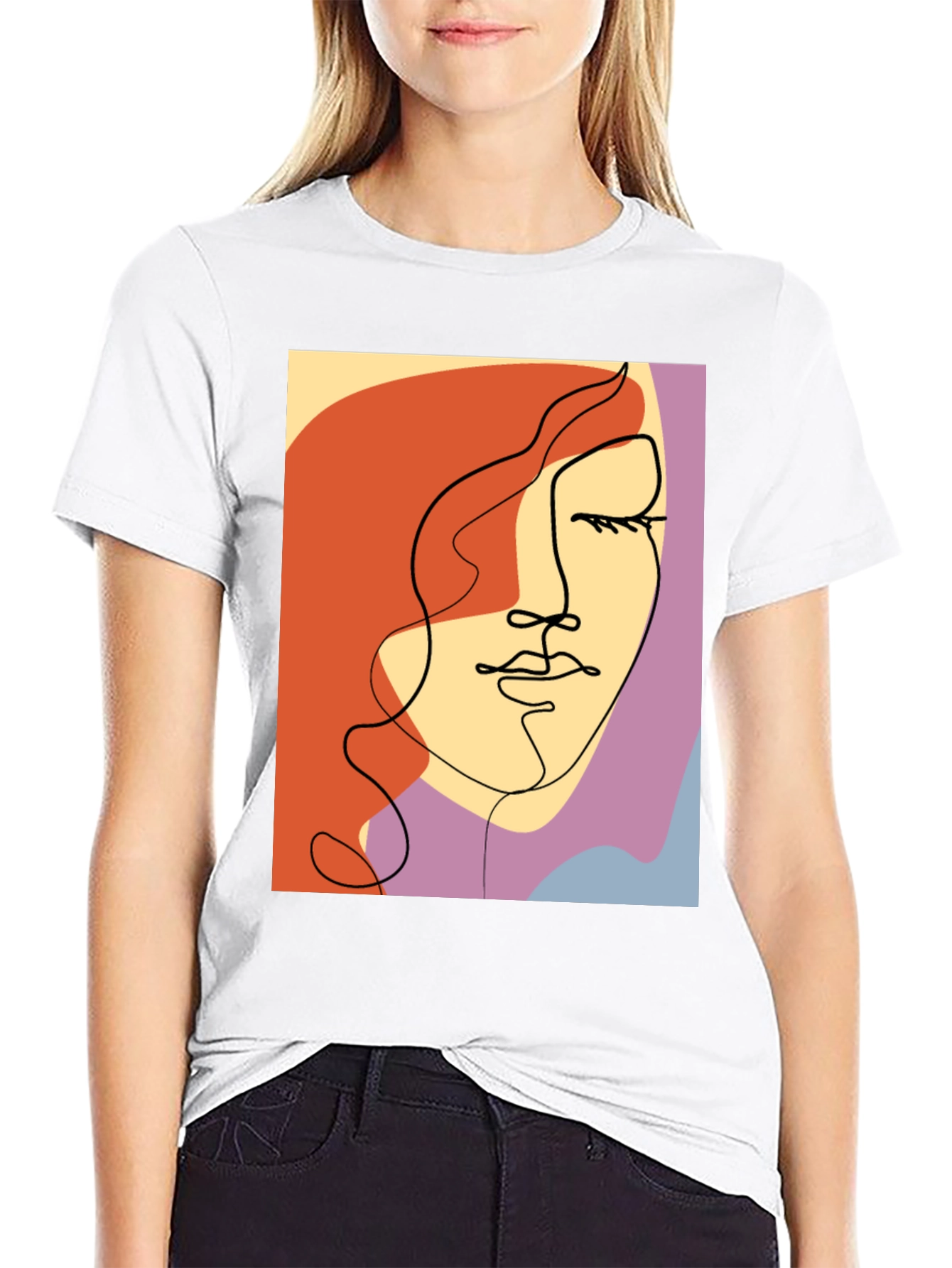 Abstract Face Graphic Tee - Modern Art Shirt