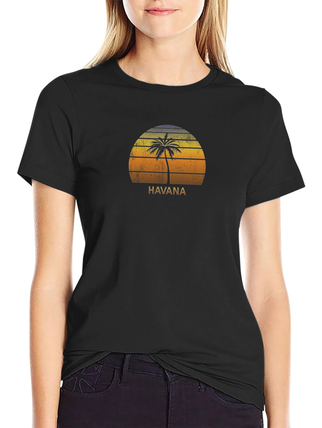 Havana Palm Tree Graphic Tee - Retro Sunset Design