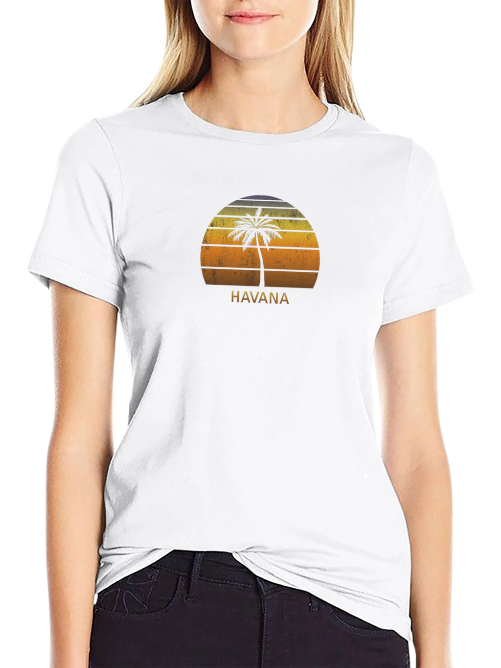 Havana Palm Tree Graphic Tee - Retro Sunset Design