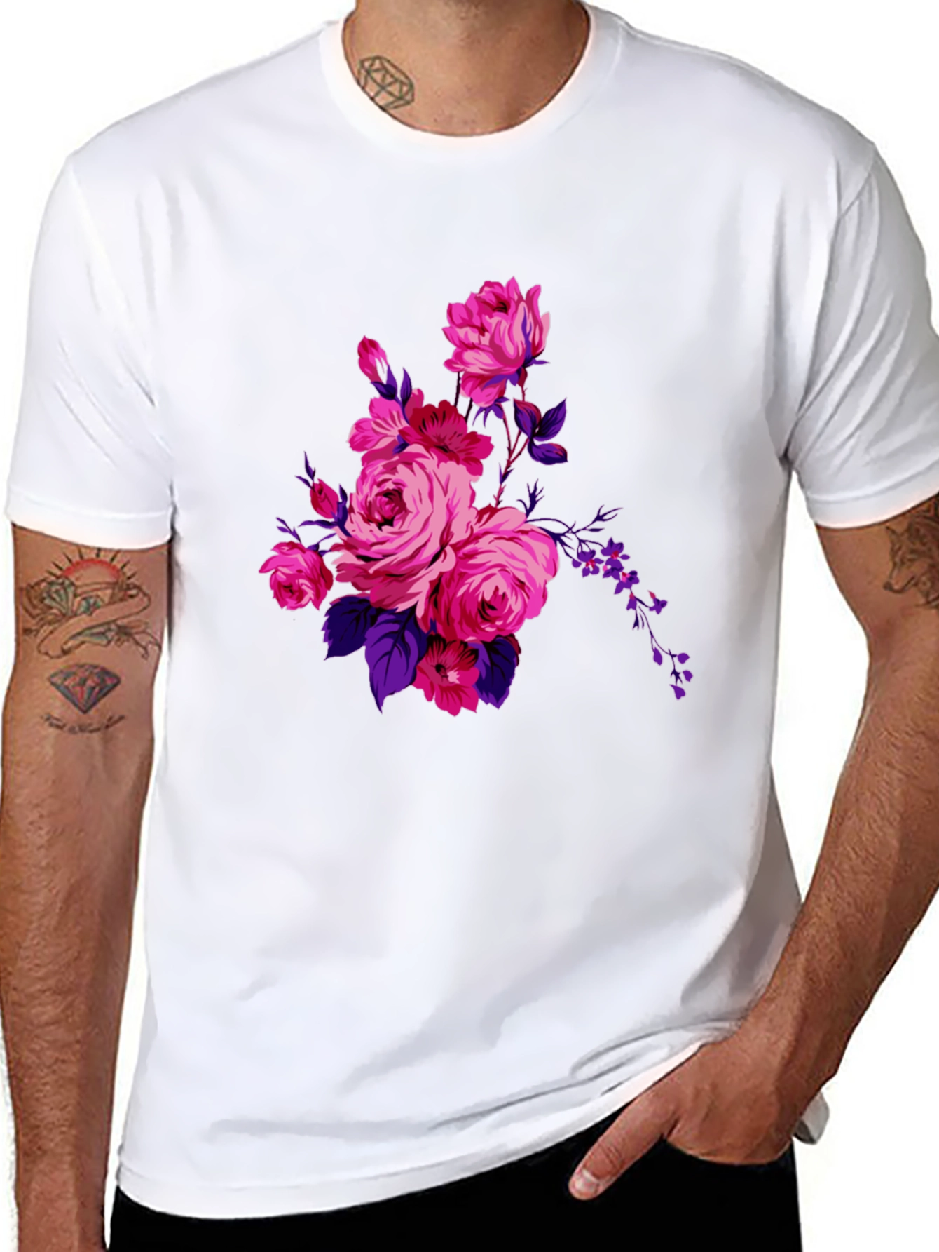 Floral Print Black T-Shirt