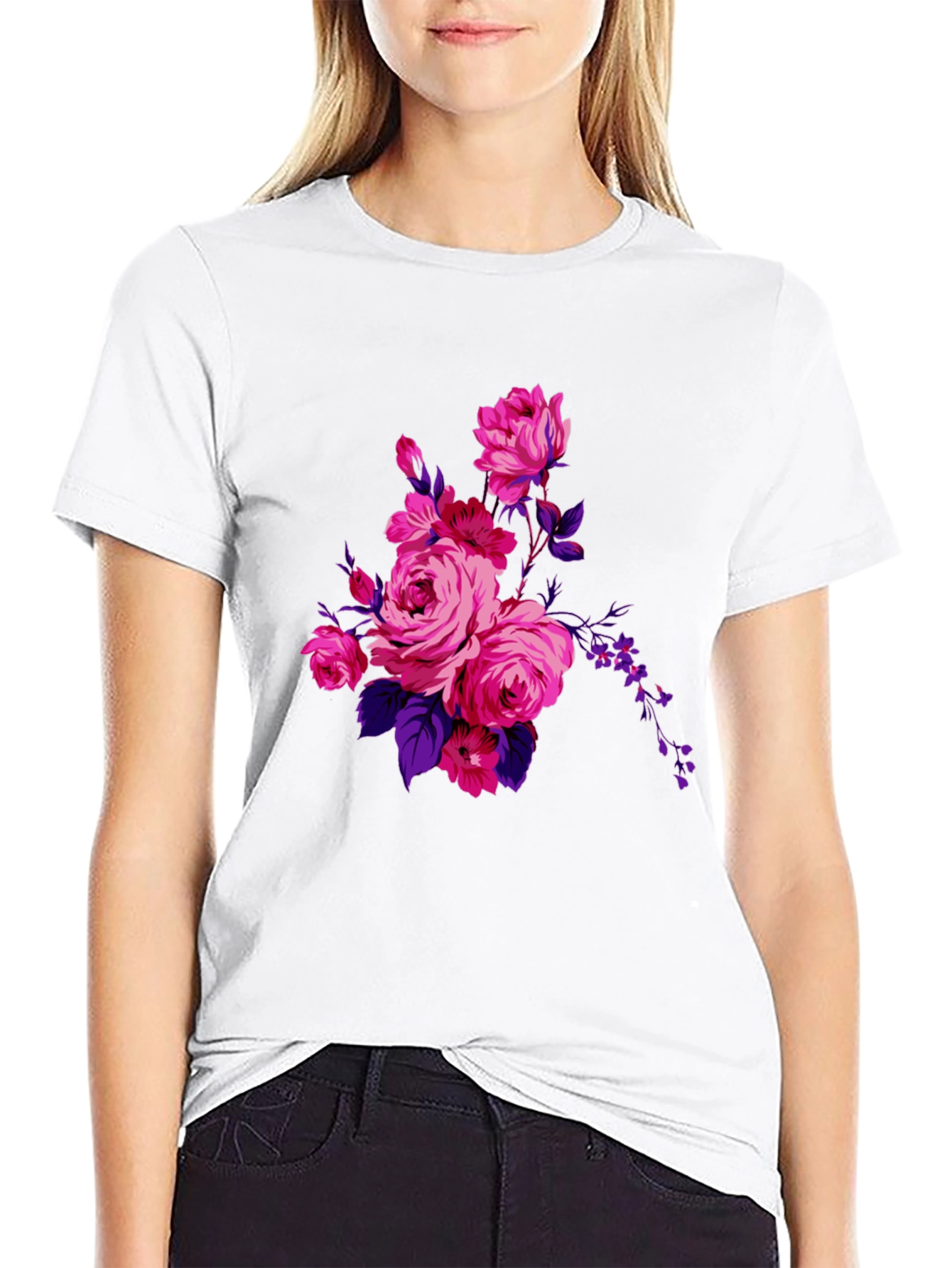 Floral Print Black T-Shirt