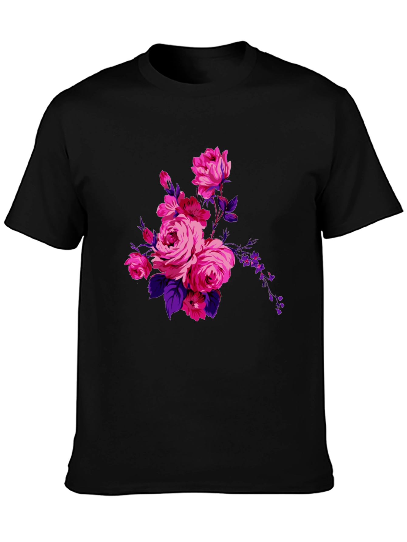 Floral Print Black T-Shirt