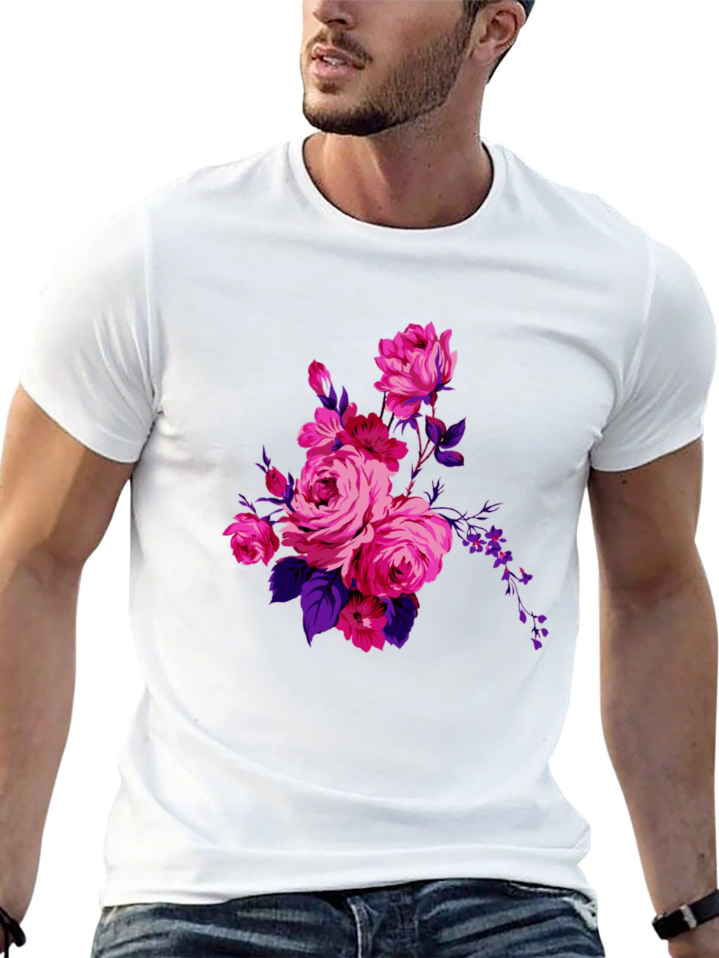 Floral Print Black T-Shirt