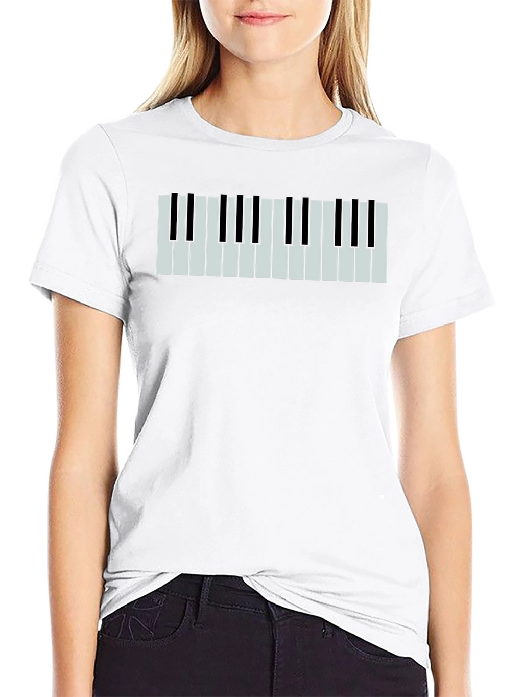 Piano Keys Graphic Print Black T-Shirt