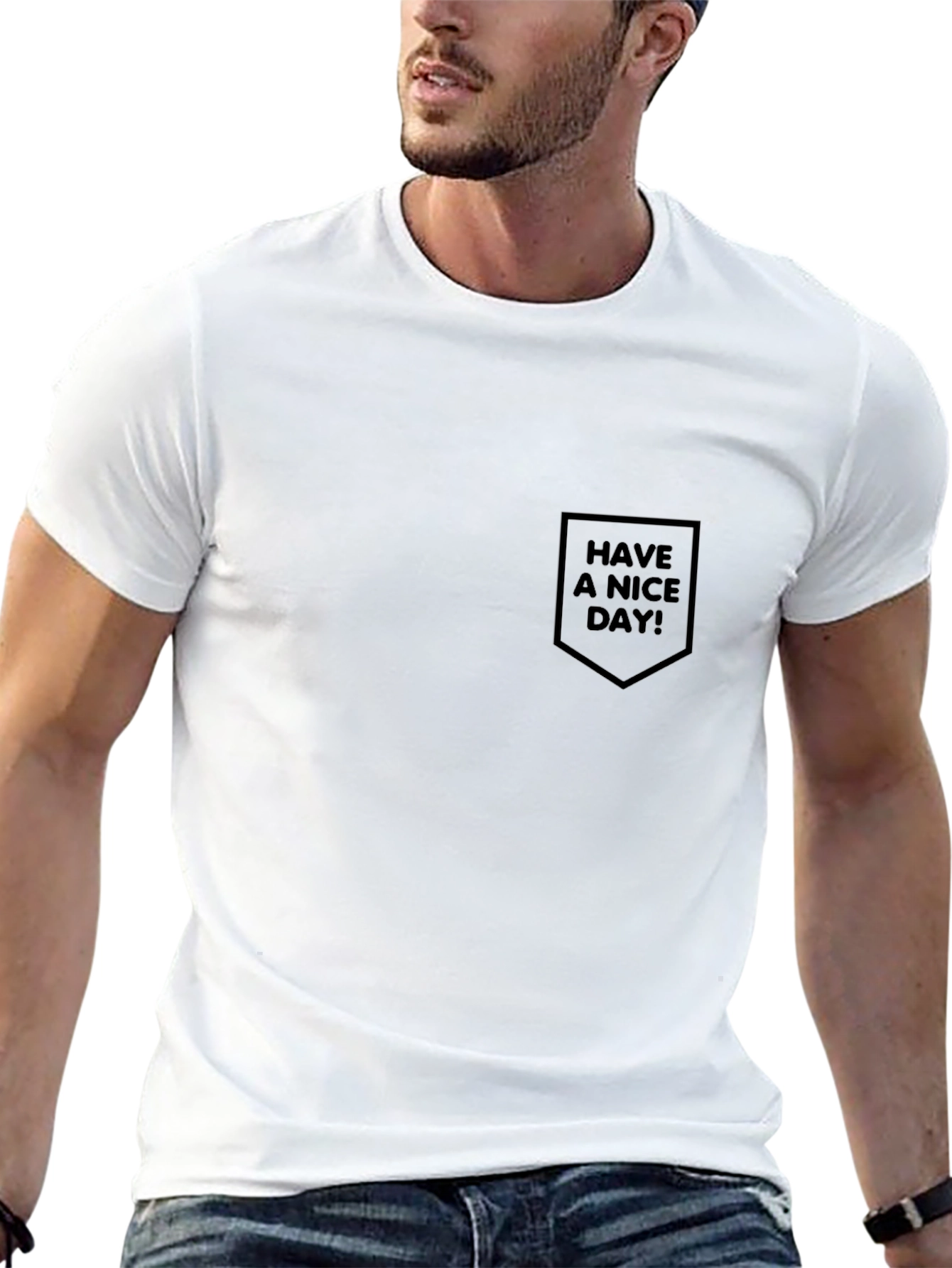 Black Have a Nice Day! Pocket Tee