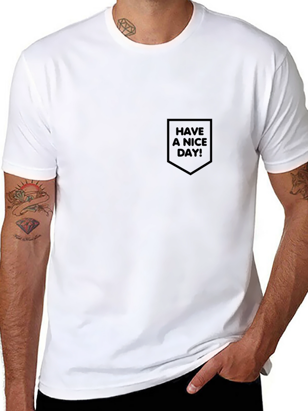 Black Have a Nice Day! Pocket Tee