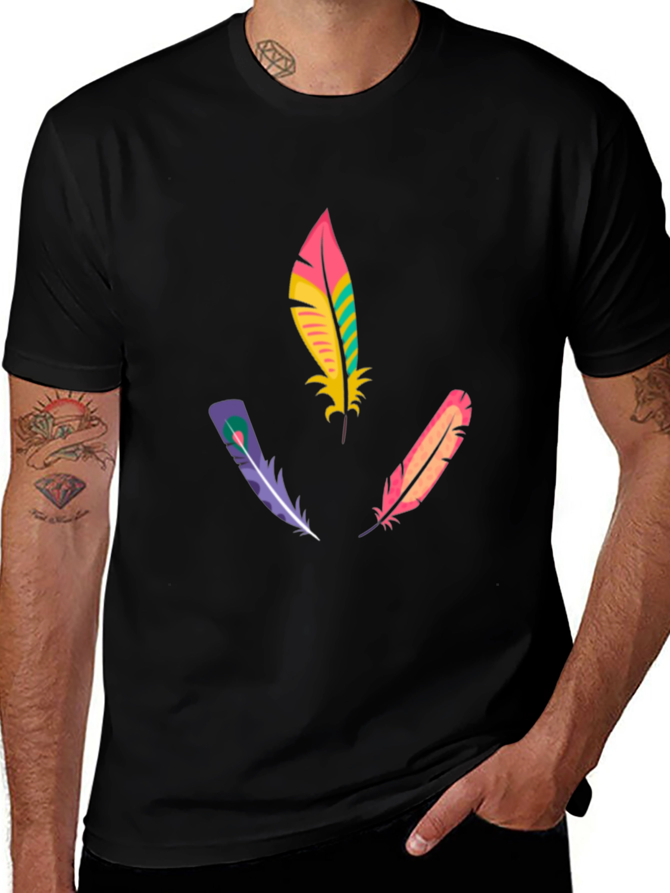 Feather Design T-Shirt - Stylish & Unique