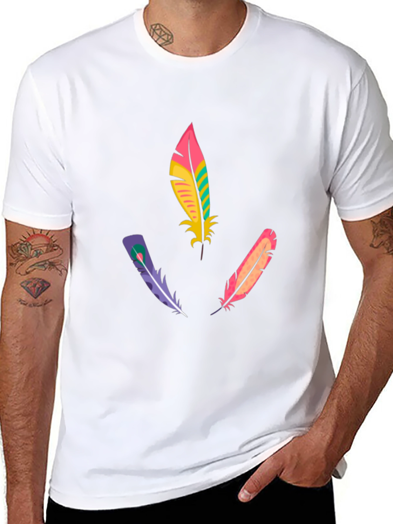 Feather Design T-Shirt - Stylish & Unique