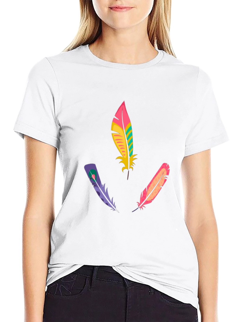 Feather Design T-Shirt - Stylish & Unique