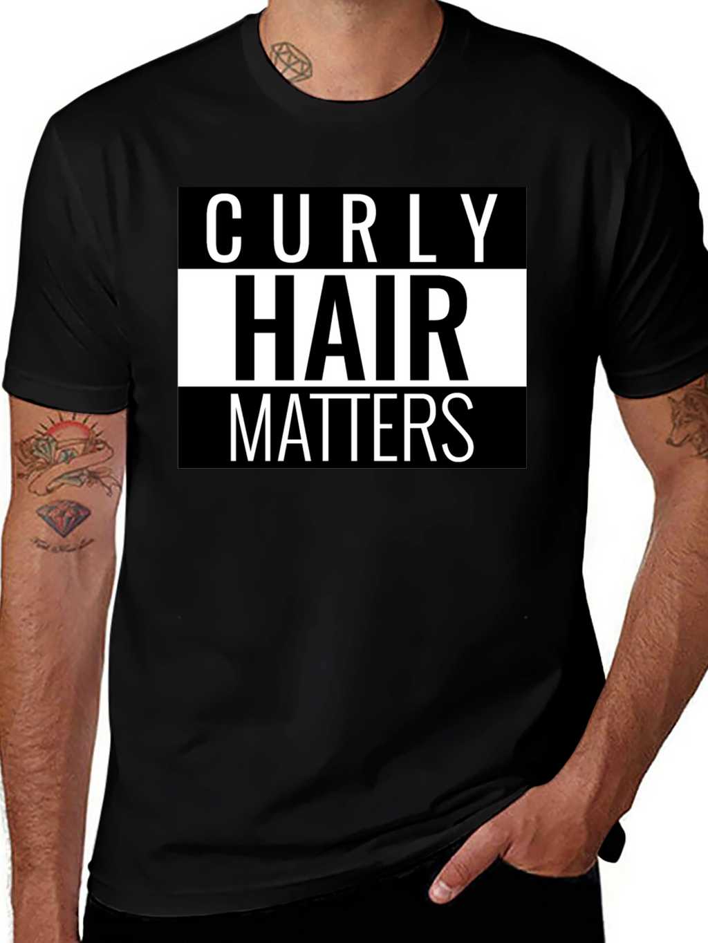 Curly Hair Matters Graphic Tee - Black Cotton T-Shirt