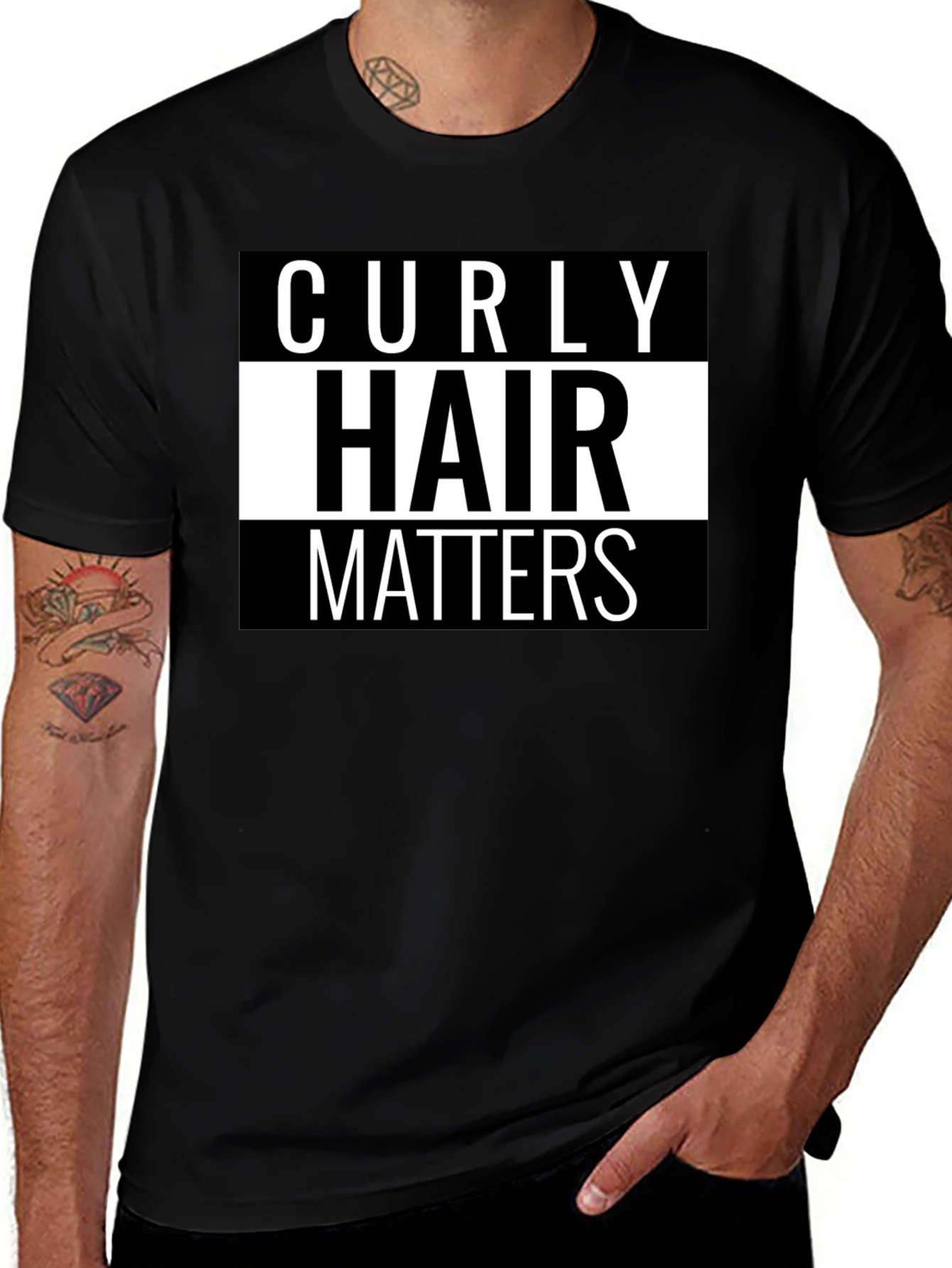 Curly Hair Matters Graphic Tee - Black Cotton T-Shirt