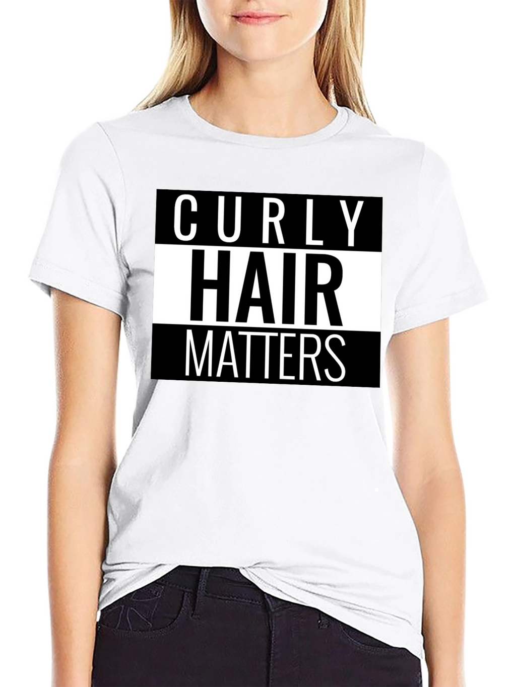 Curly Hair Matters Graphic Tee - Black Cotton T-Shirt