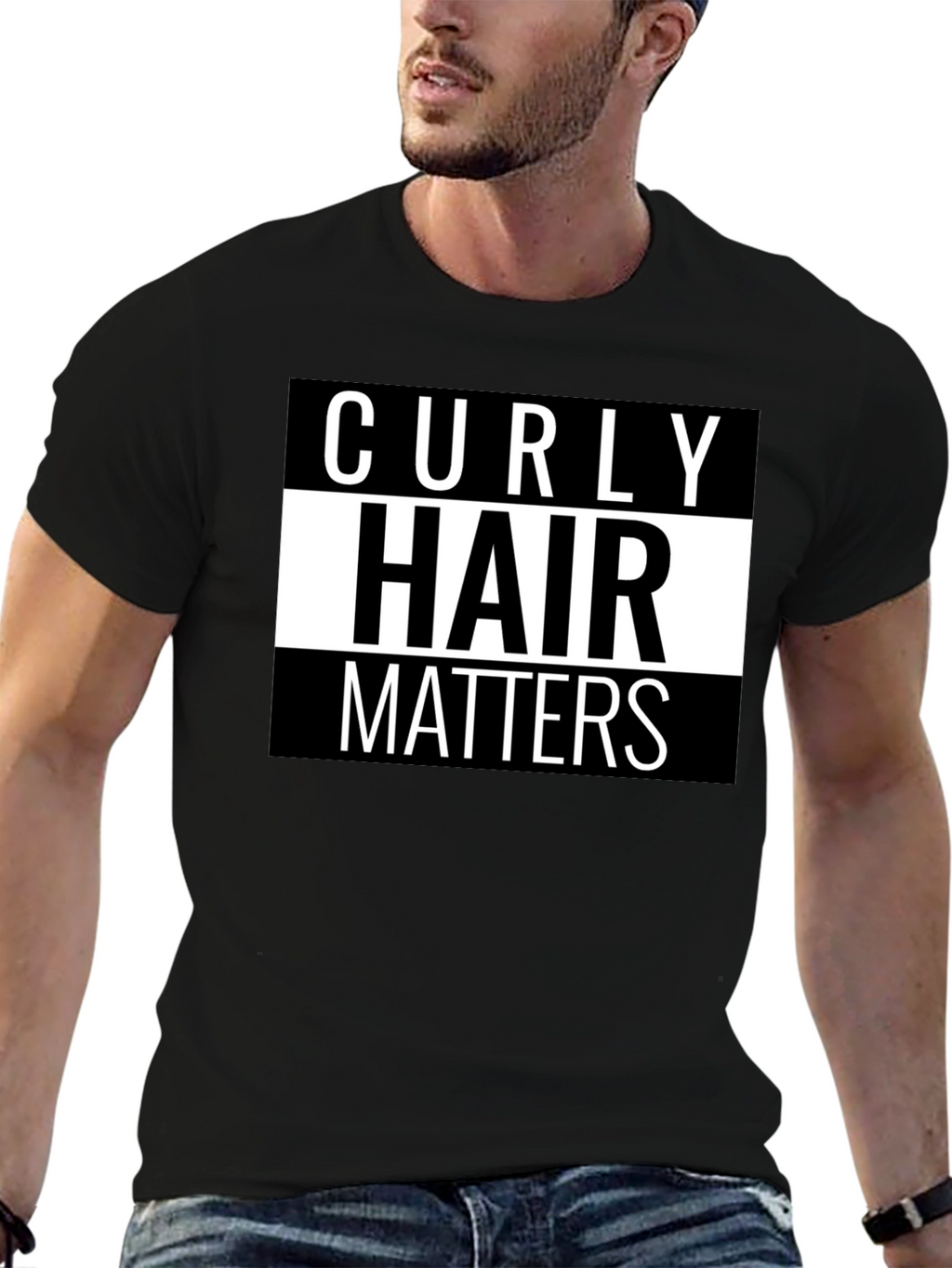Curly Hair Matters Graphic Tee - Black Cotton T-Shirt