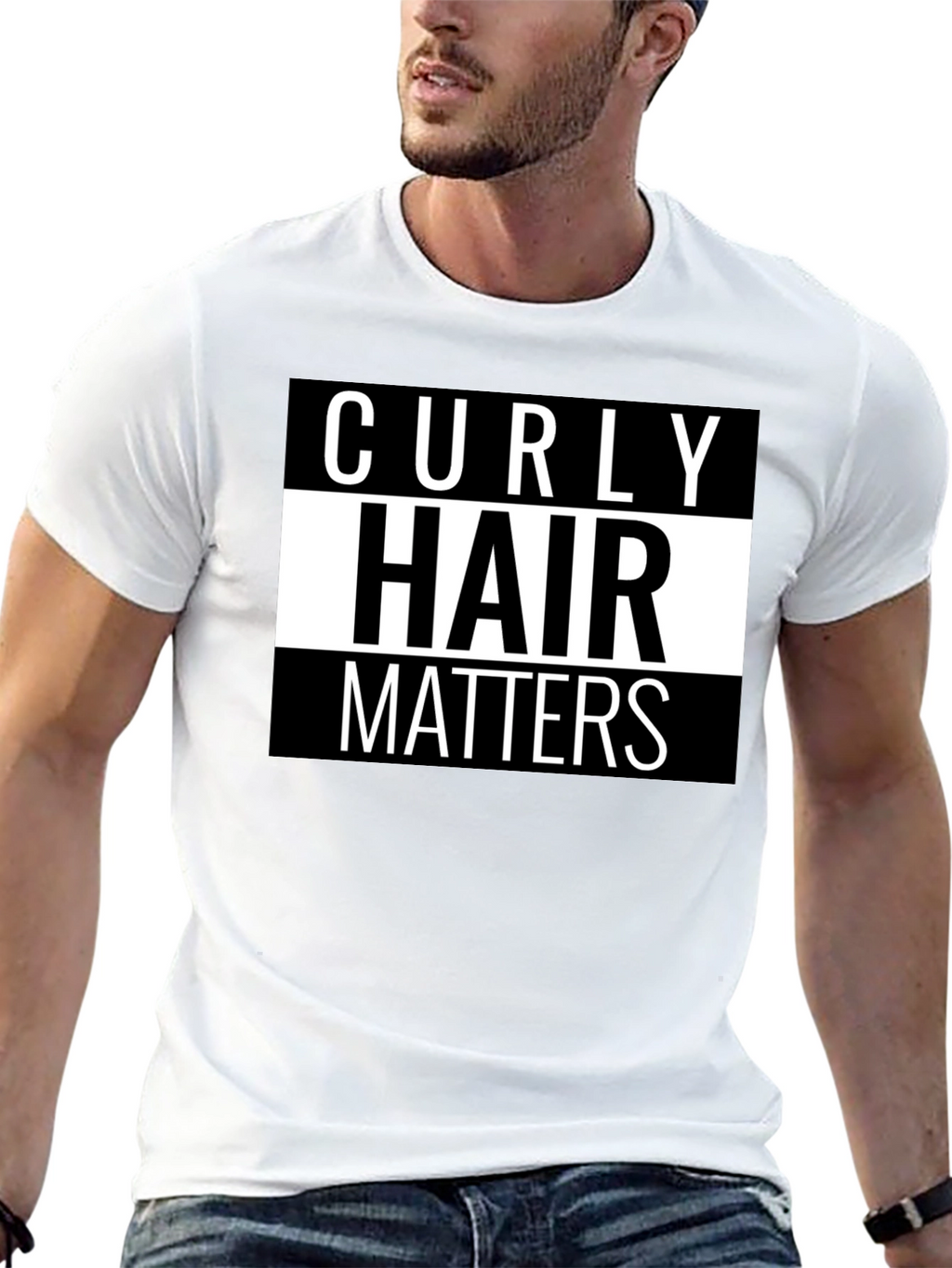Curly Hair Matters Graphic Tee - Black Cotton T-Shirt