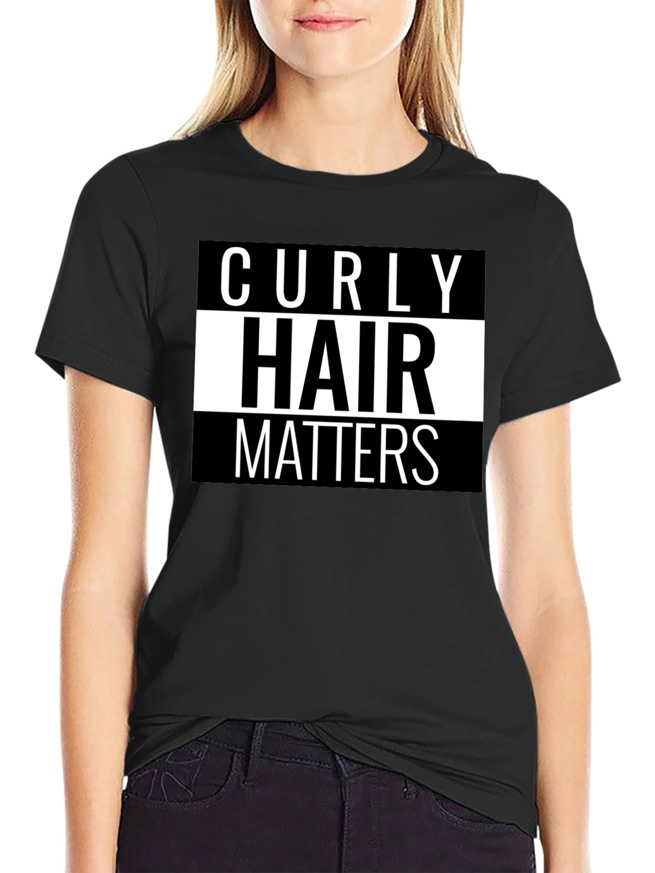 Curly Hair Matters Graphic Tee - Black Cotton T-Shirt