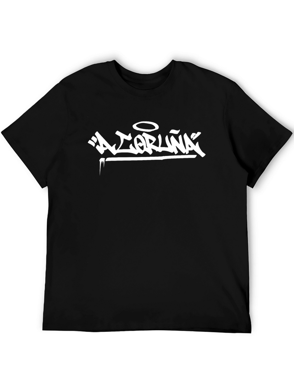 Black T-Shirt with White Graffiti Style Print