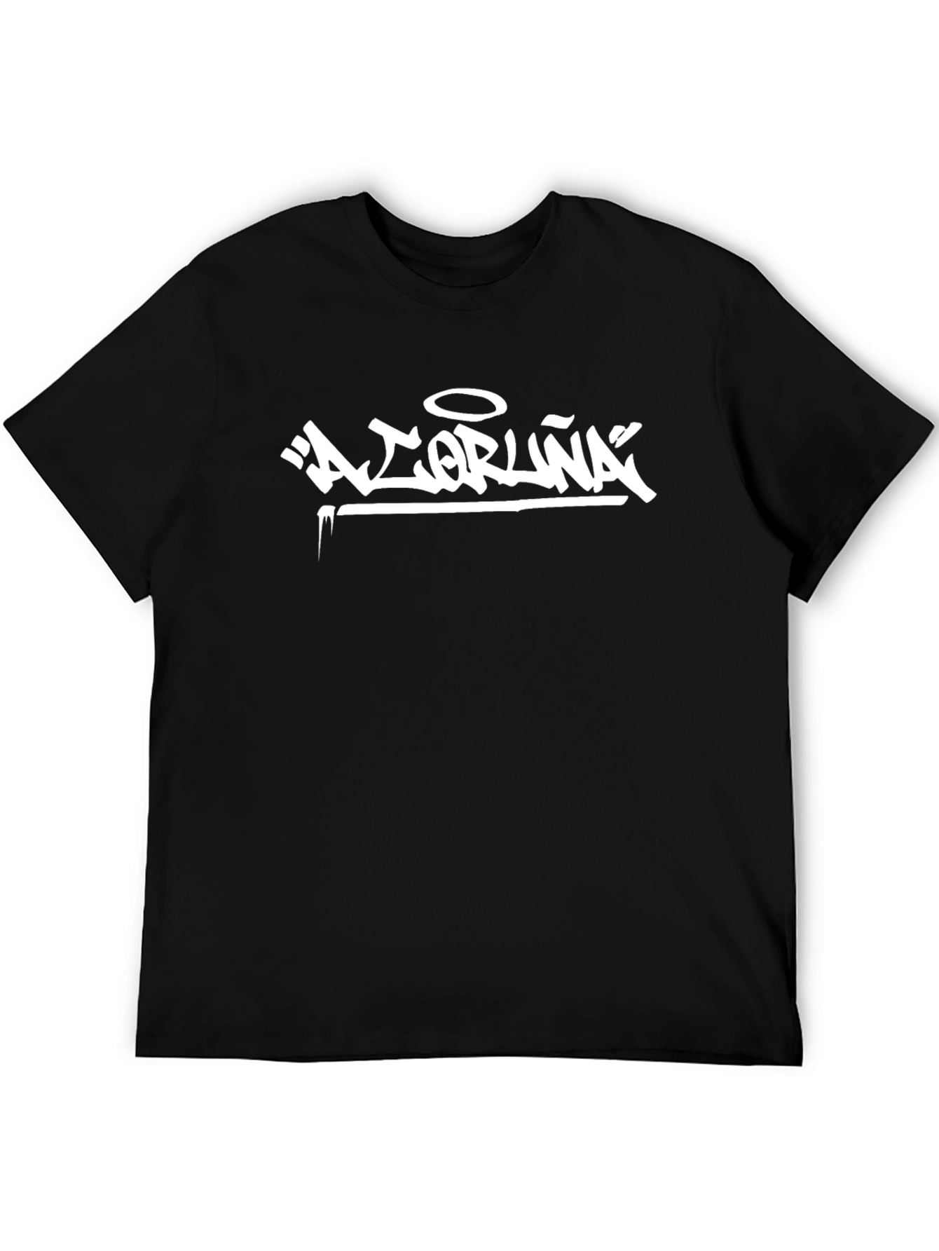 Black T-Shirt with White Graffiti Style Print