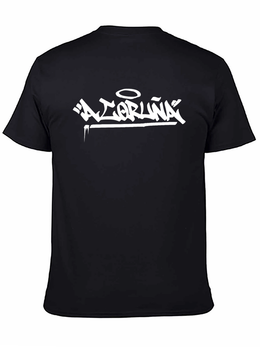 Black T-Shirt with White Graffiti Style Print