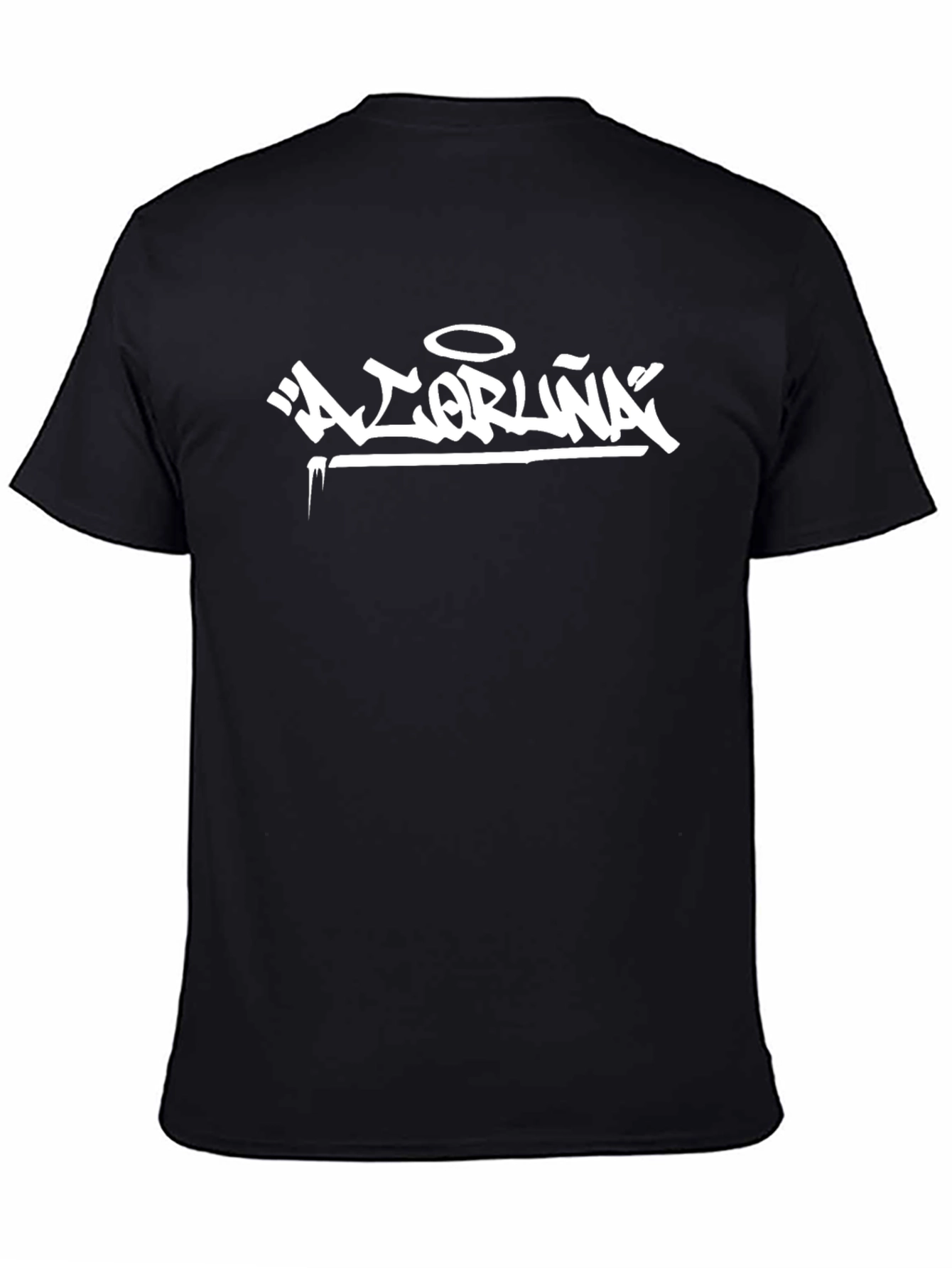 Black T-Shirt with White Graffiti Style Print