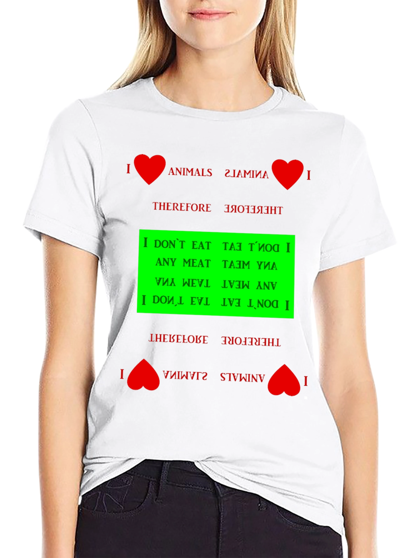 I Love Animals Vegan Graphic T-Shirt