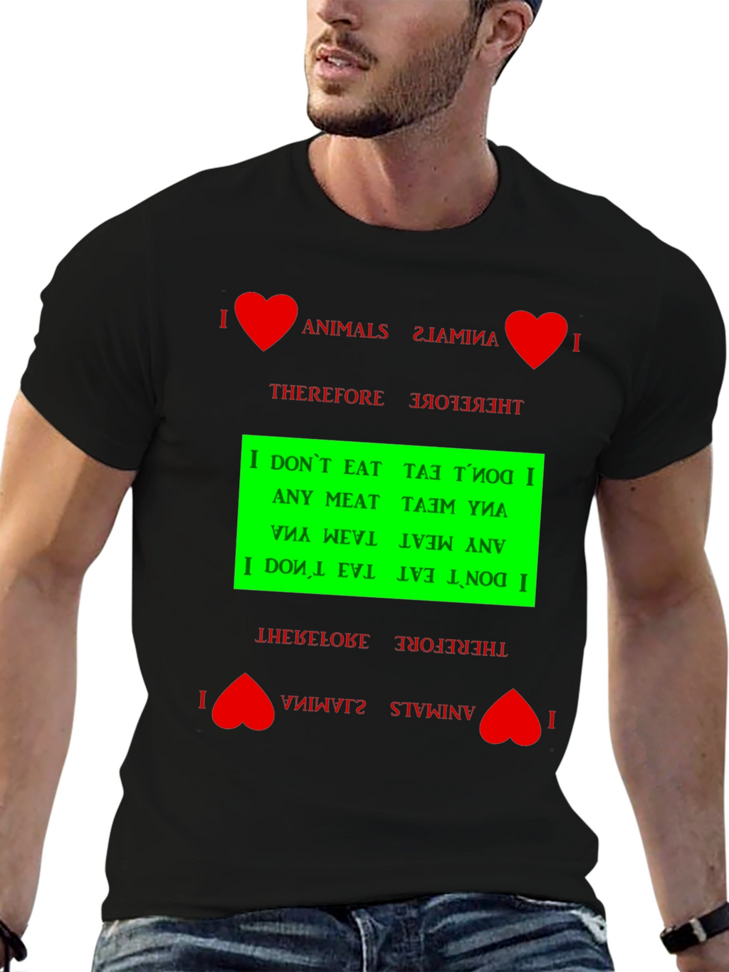 I Love Animals Vegan Graphic T-Shirt