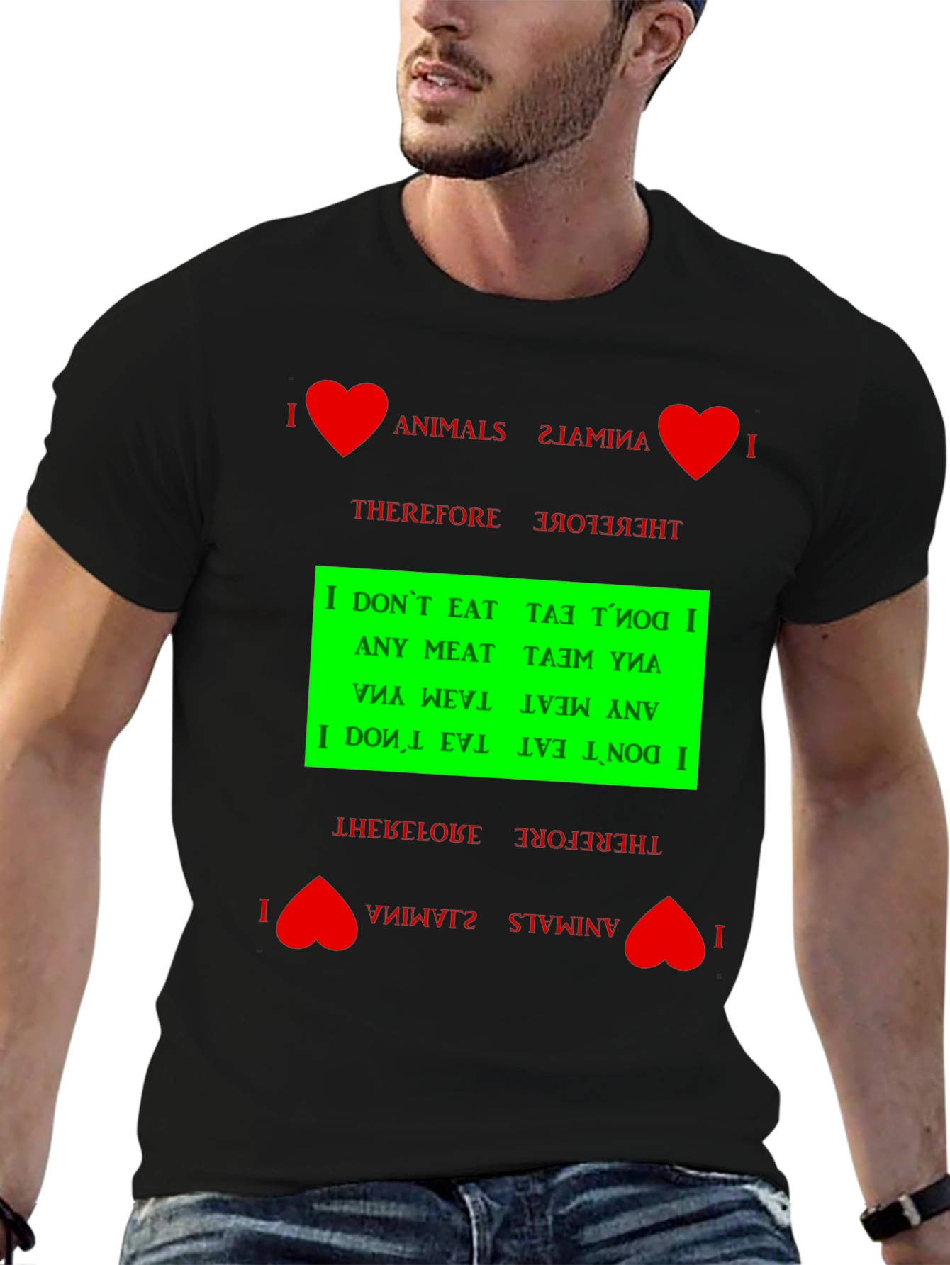 I Love Animals Vegan Graphic T-Shirt