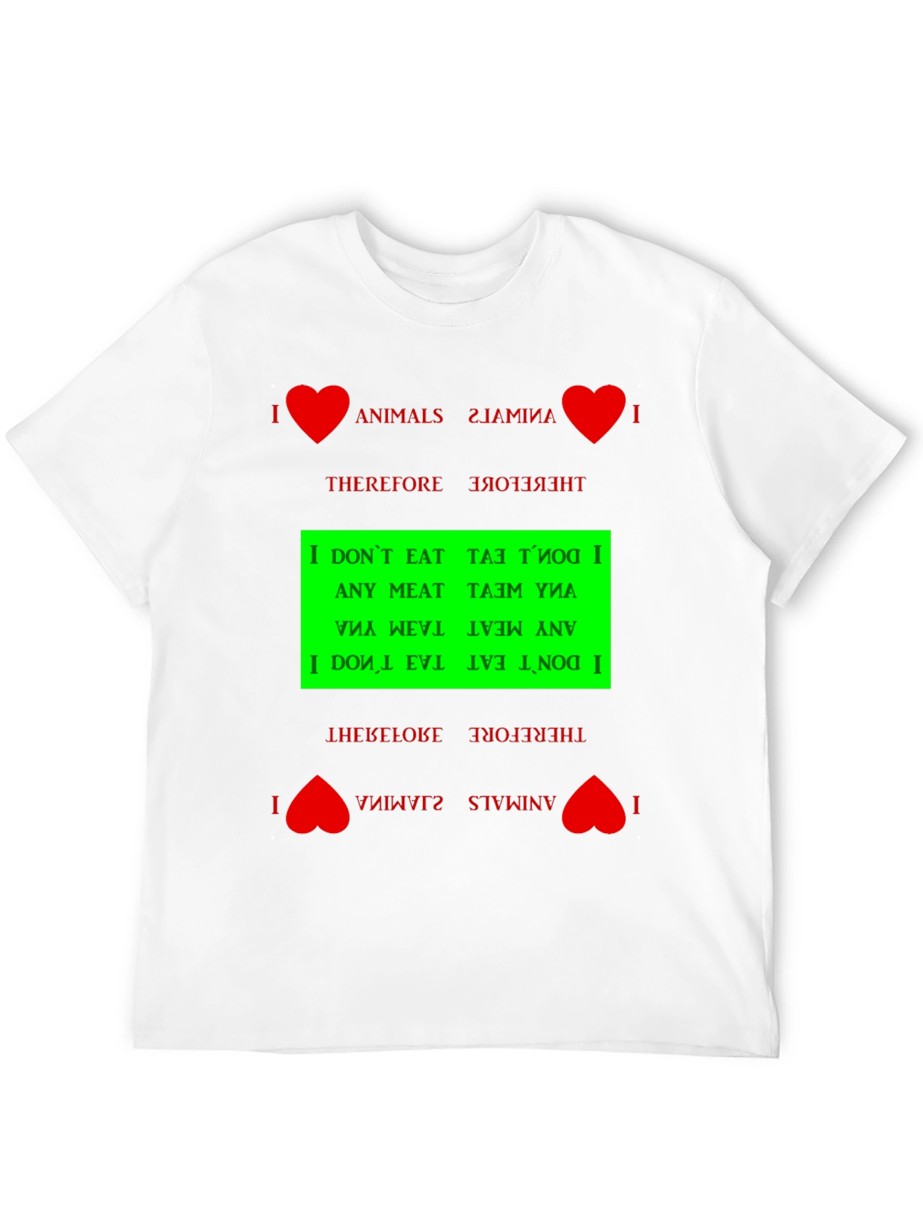 I Love Animals Vegan Graphic T-Shirt