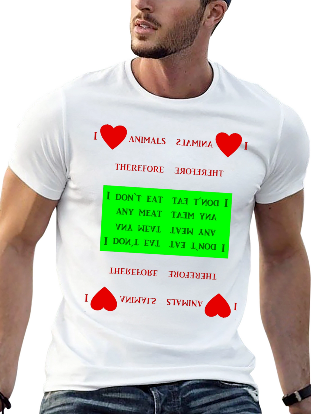 I Love Animals Vegan Graphic T-Shirt