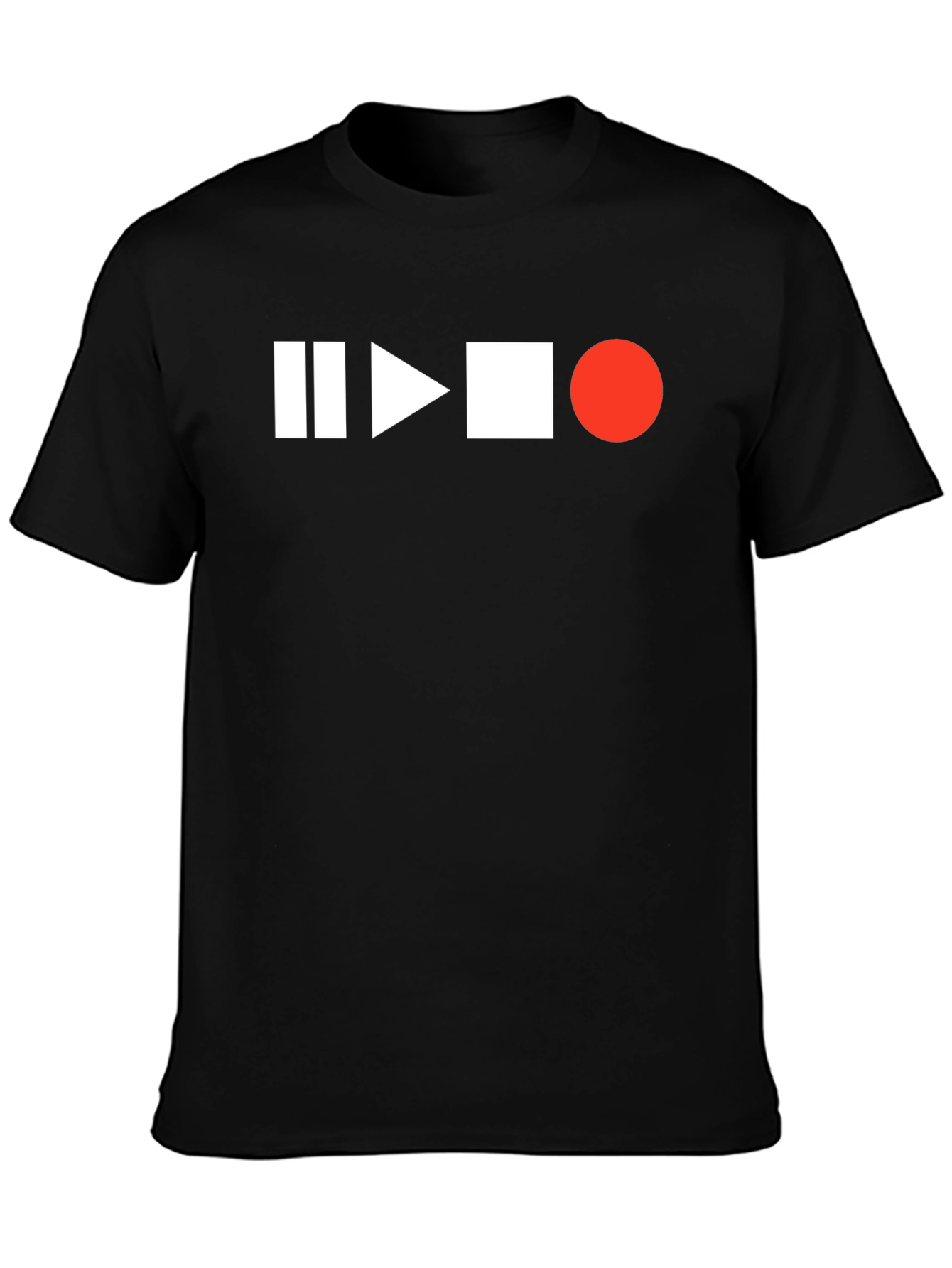 Play Pause Stop Record T-Shirt - Black Graphic Tee