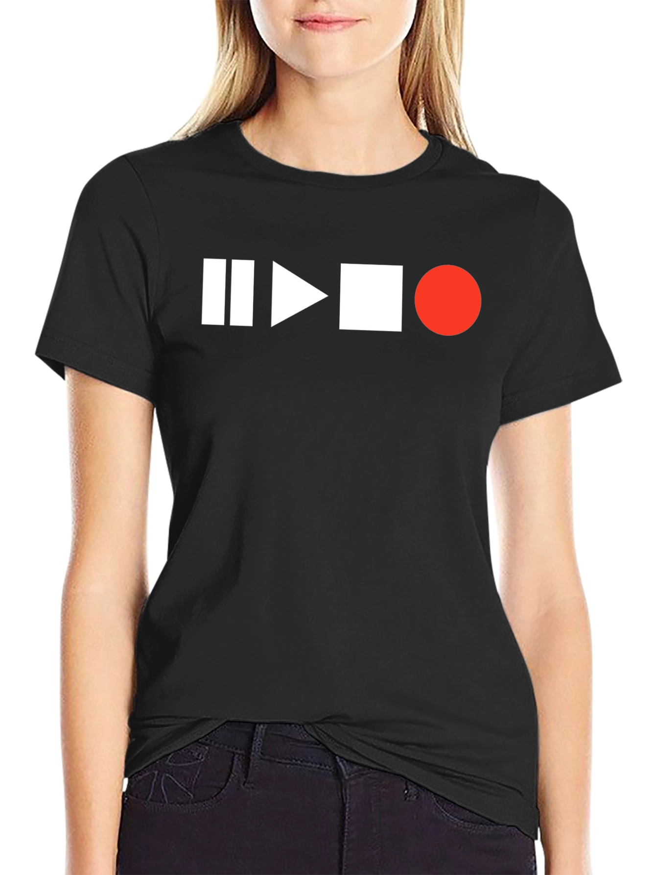Play Pause Stop Record T-Shirt - Black Graphic Tee