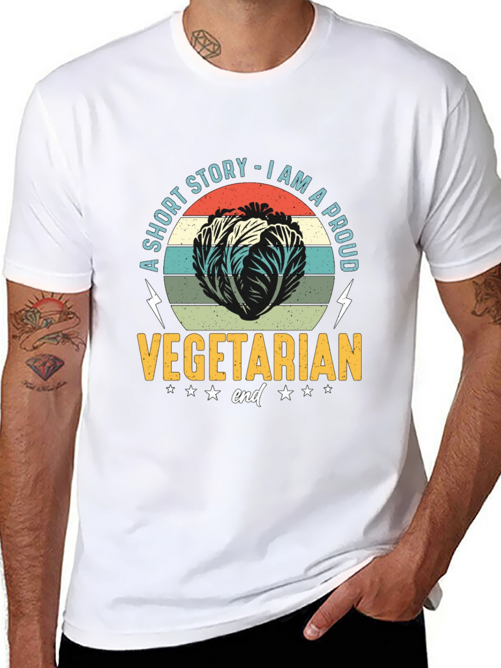 Proud Vegetarian T-Shirt - Cabbage Design