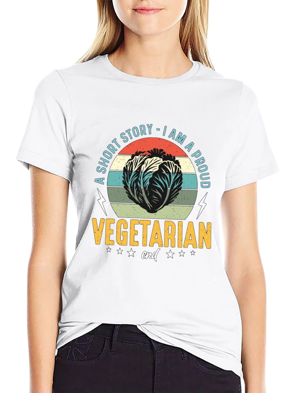 Proud Vegetarian T-Shirt - Cabbage Design