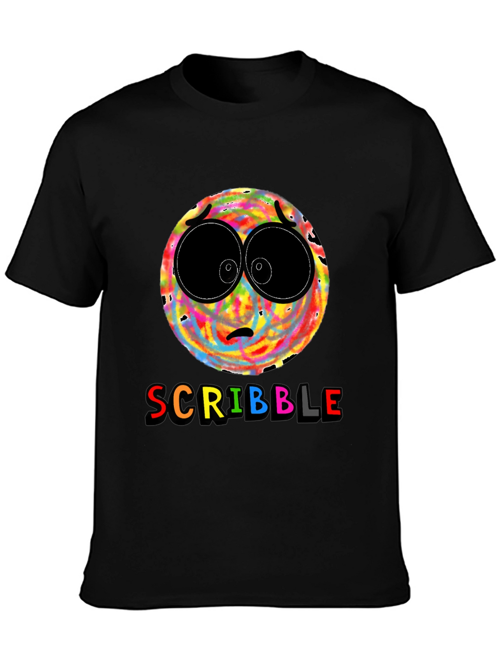 Scribble Face Graphic T-Shirt - Black