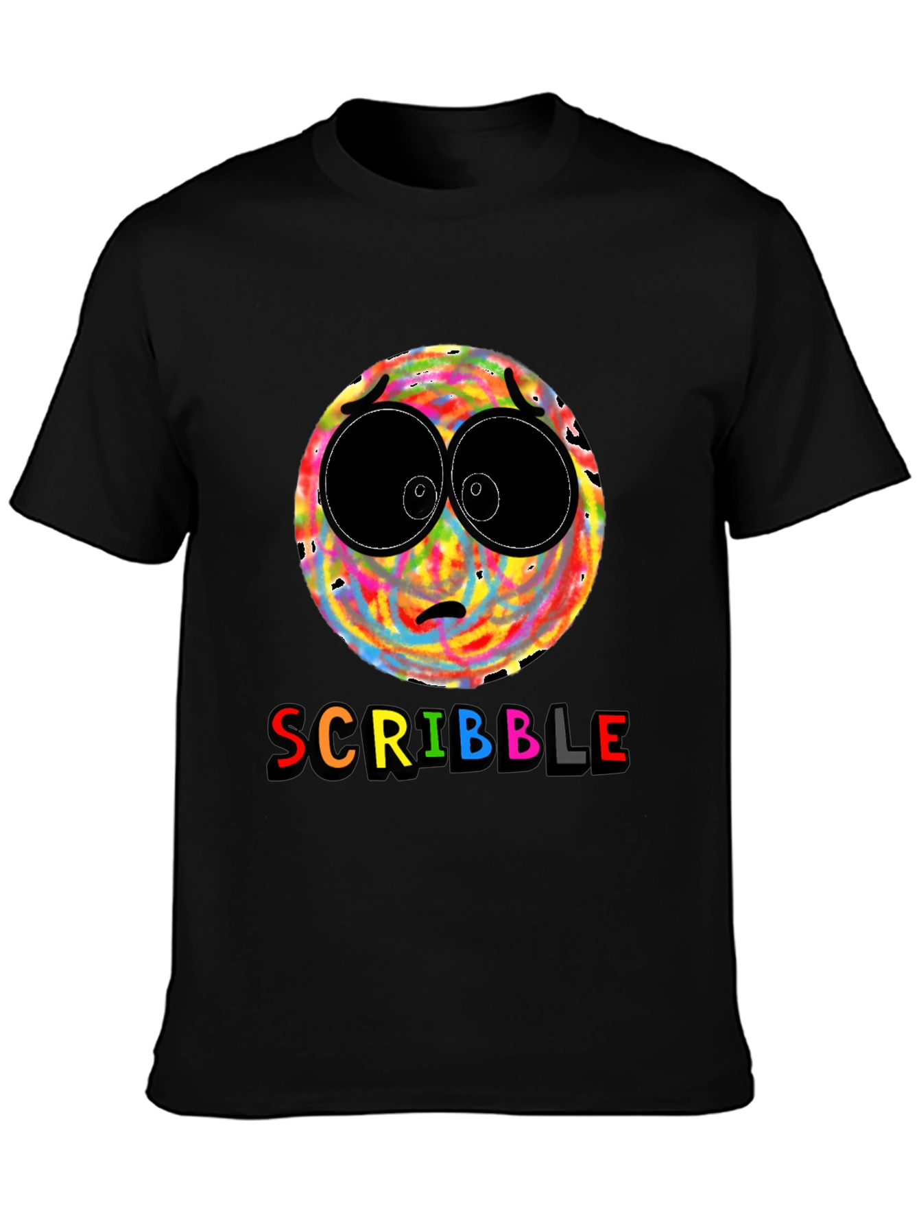 Scribble Face Graphic T-Shirt - Black
