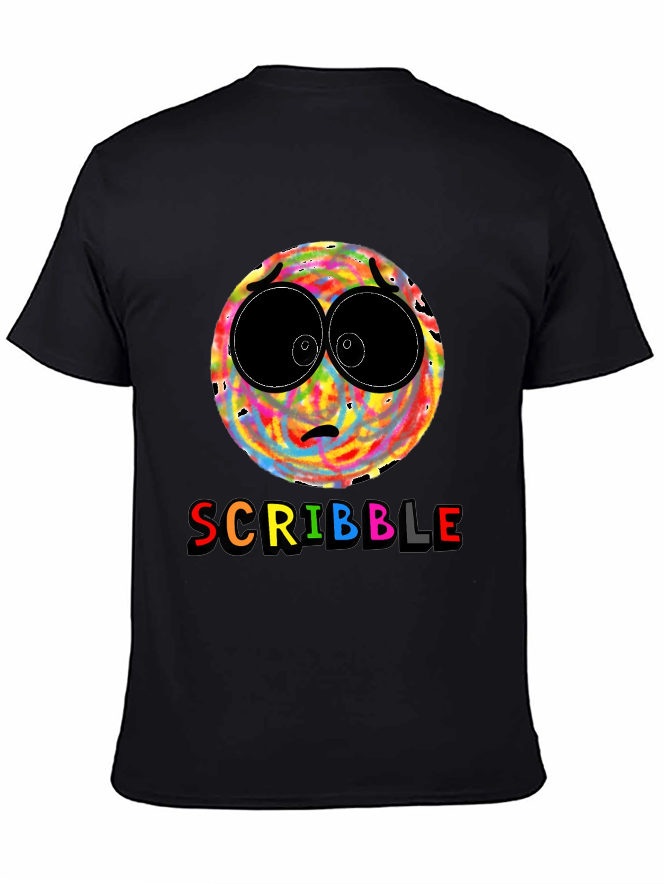 Scribble Face Graphic T-Shirt - Black