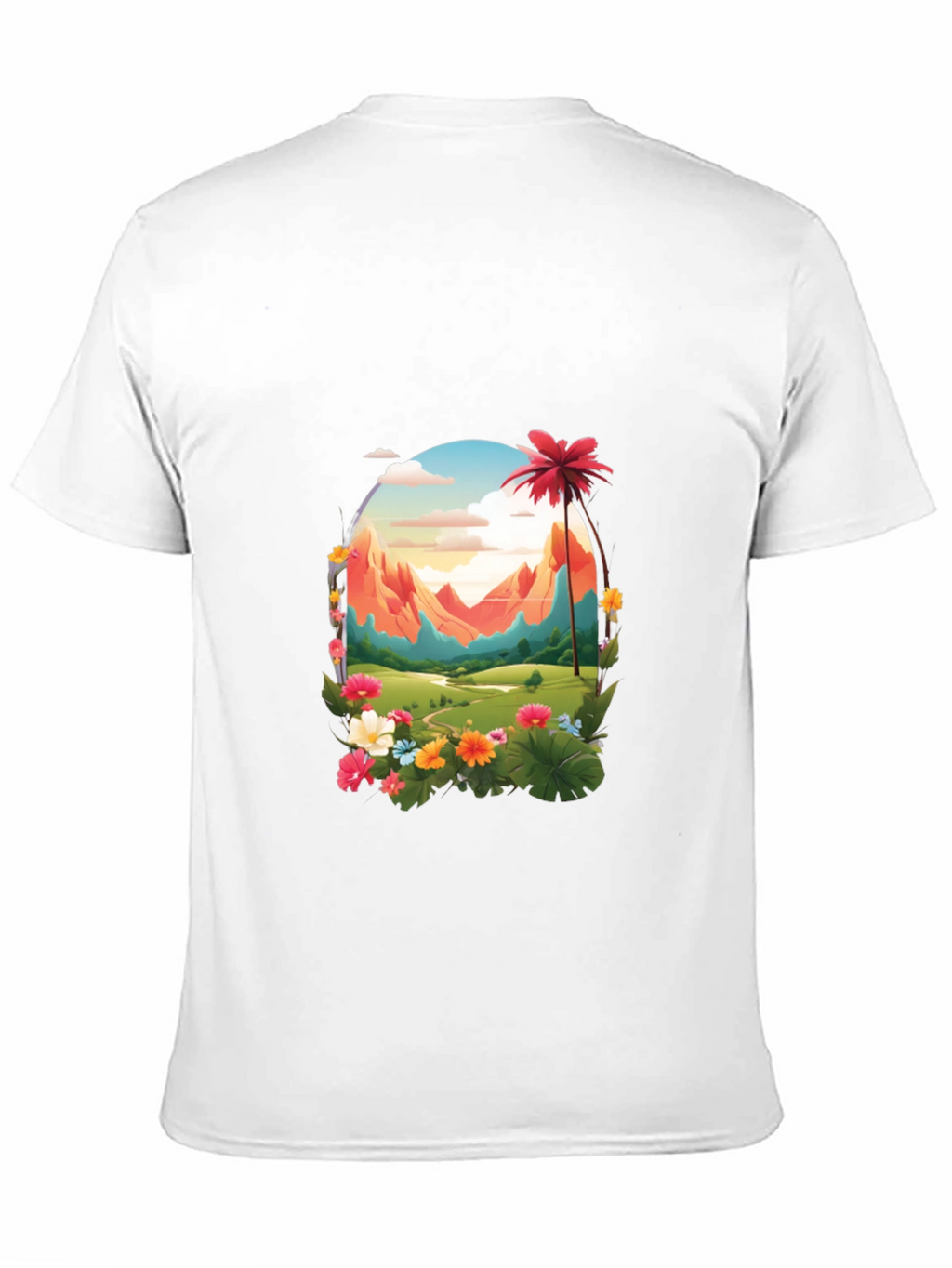 Tropical Mountain Graphic Black T-Shirt