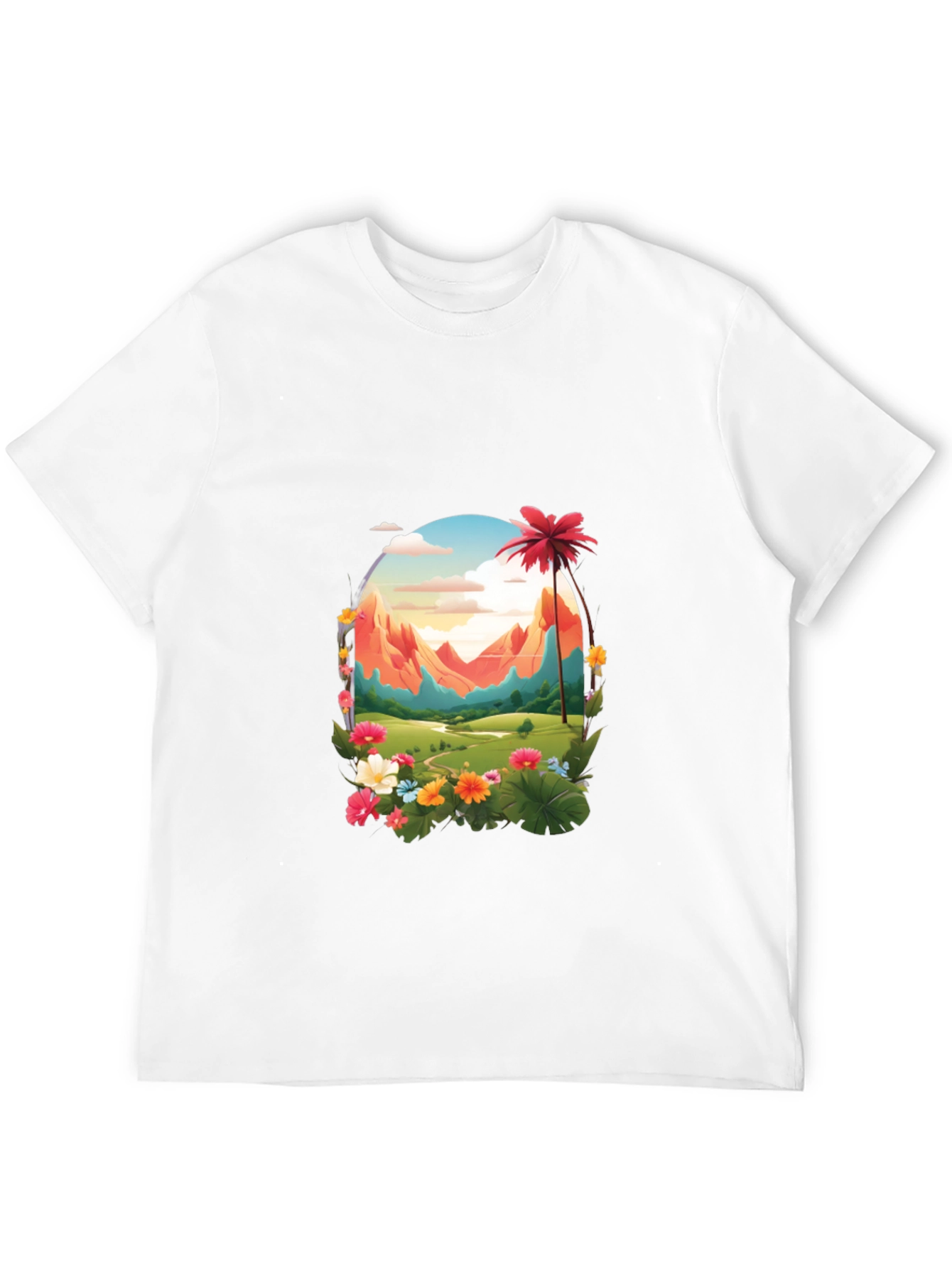 Tropical Mountain Graphic Black T-Shirt