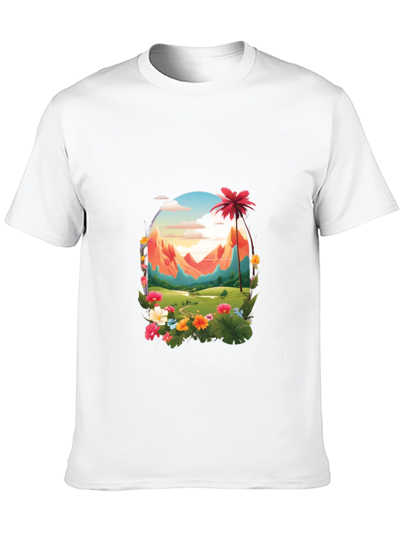 Tropical Mountain Graphic Black T-Shirt