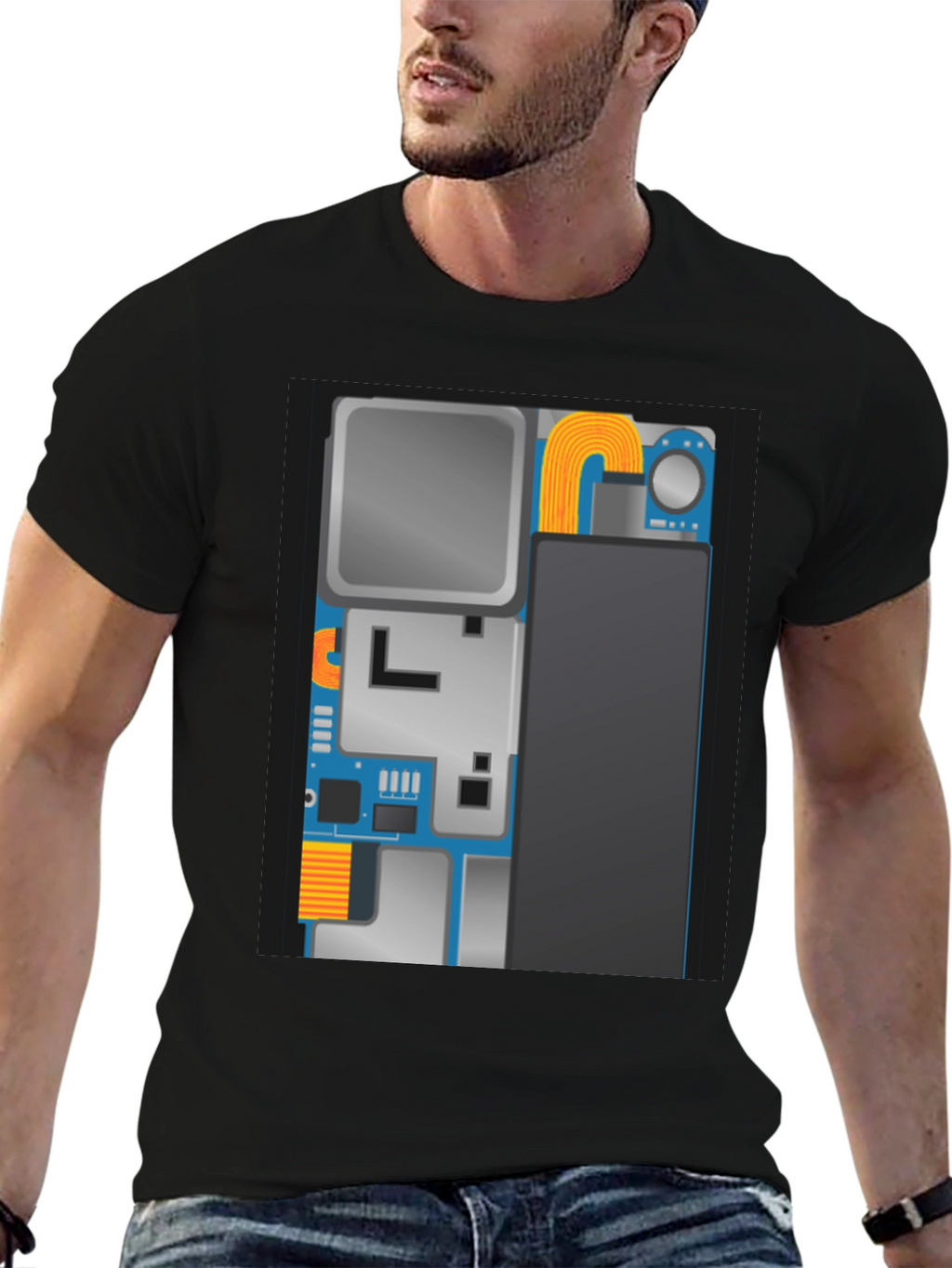 Tech Circuit Board Graphic Black T-Shirt