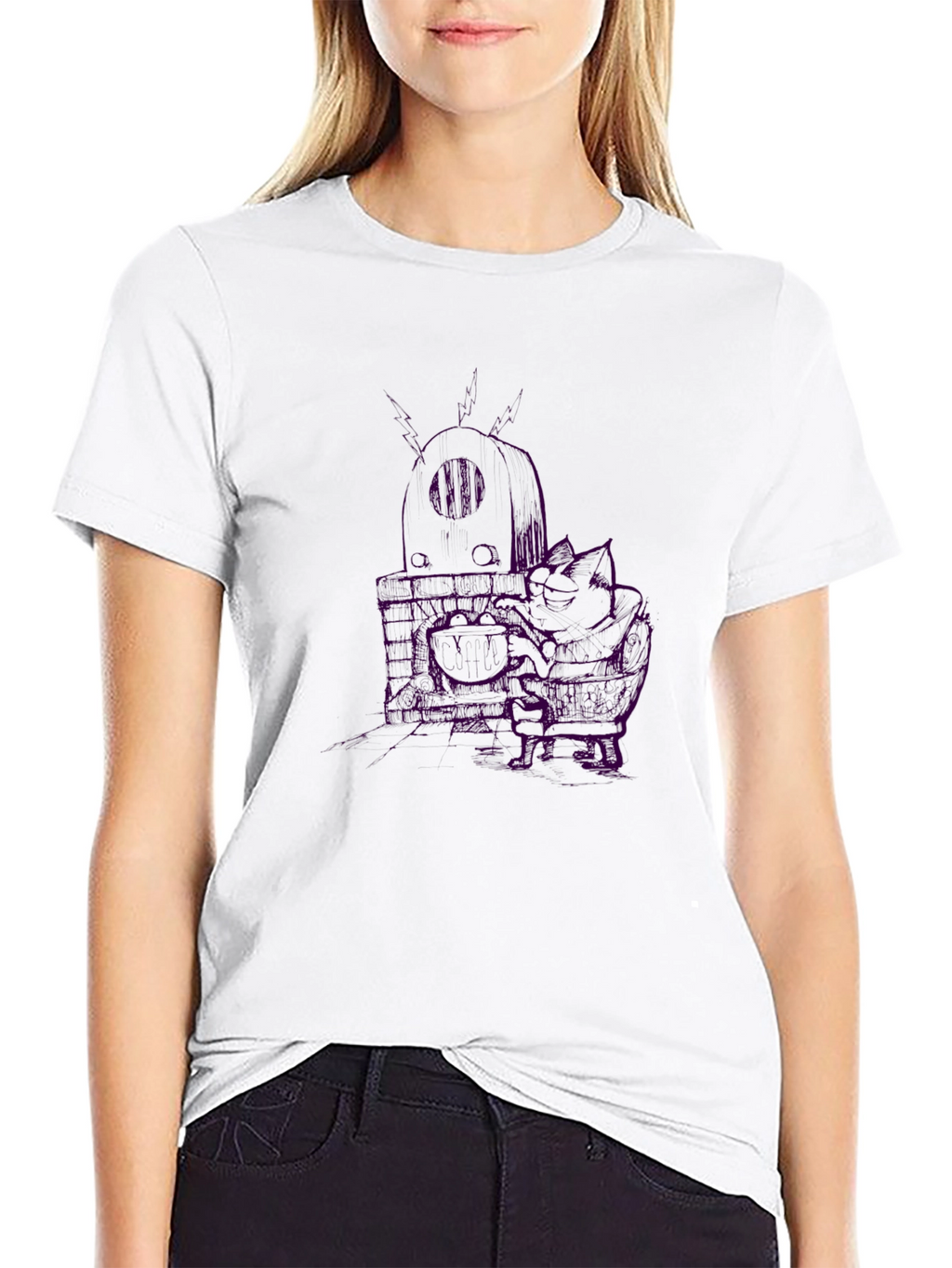 Edgy Graphic Tee - Skull Design Black Cotton