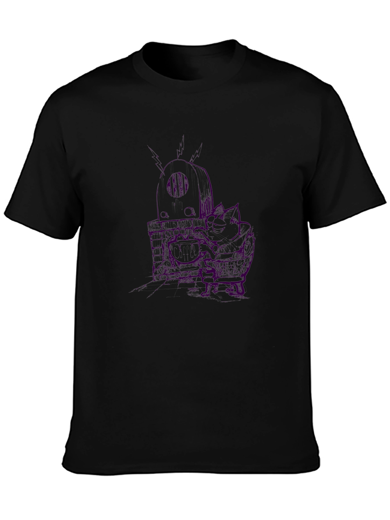 Edgy Graphic Tee - Skull Design Black Cotton